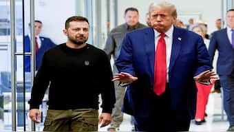 US President Trump has sharply criticised Ukrainian President Volodymyr Zelenskyy and said that it was time that Ukraine held elections -- an apparent bid to begin the process of pushing Zelenskyy aside. File image/Reuters