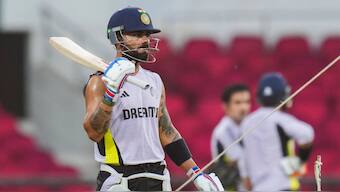 Virat Kohli during a practice session ahead of the first ODI between India and England. Image: PTI