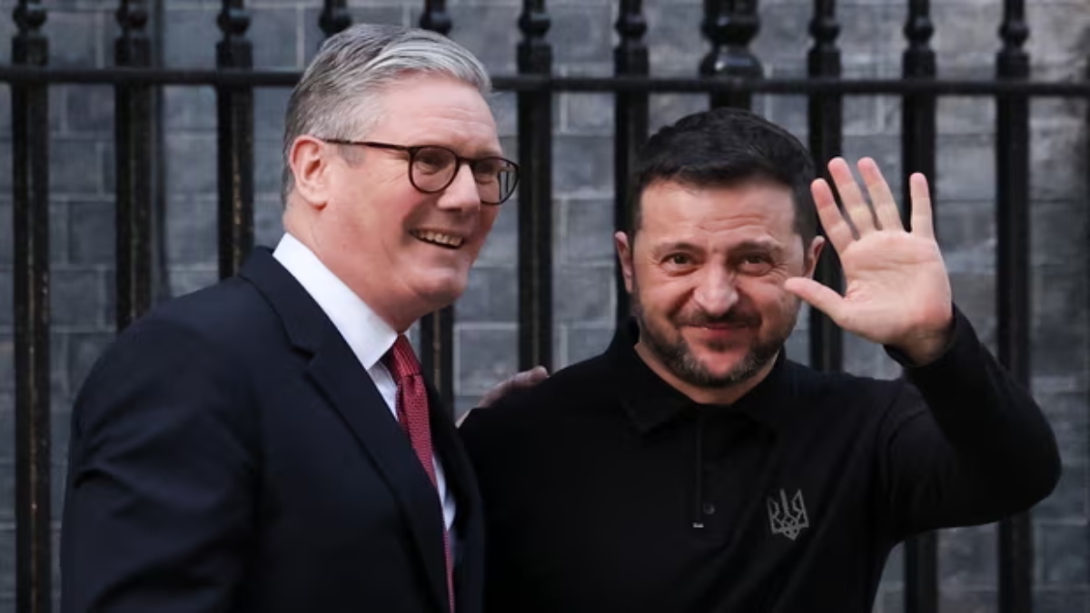 Keir Starmer greets Volodymyr Zelenskyy in Downing Street. The PM said he had ‘absolute determination’ to achieve lasting peace in Ukraine. Reuters Keir Starmer greets Volodymyr Zelenskyy in Downing Street. The PM said he had ‘absolute determination’ to achieve lasting peace in Ukraine. Reuters