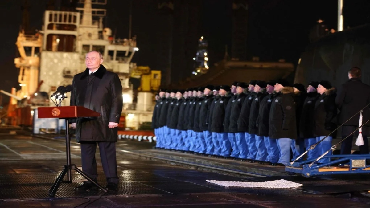 Russia’s President Vladimir Putin attends a ceremony to launch a nuclear-powered submarine project in Murmansk on March 27. AFP Russia’s President Vladimir Putin attends a ceremony to launch a nuclear-powered submarine project in Murmansk on March 27. AFP