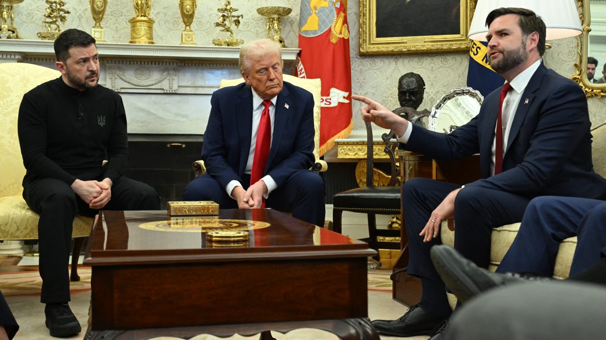 US President Donald Trump and Ukraine's President Volodymyr Zelensky listen to Vice President JD Vance (R)as they meet in the Oval Office of the White House in Washington, DC, February 28, 2025. Zelensky on February 28 told Trump there should be "no compromises" with Russian President Vladimir Putin as the parties negotiate to end the war after Moscow's invasion. (Photo by SAUL LOEB / AFP) US President Donald Trump and Ukraine's President Volodymyr Zelensky listen to Vice President JD Vance (R)as they meet in the Oval Office of the White House in Washington, DC, February 28, 2025. Zelensky on February 28 told Trump there should be "no compromises" with Russian President Vladimir Putin as the parties negotiate to end the war after Moscow's invasion. (Photo by SAUL LOEB / AFP)