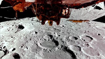 This still image taken from a February 24, 2025 video released by Firefly Aerospace shows Firefly's Blue Ghost lander on its third lunar orbit, showing the far side of the Moon and a top-down view of Blue Ghost. More than fifty years passed between the last Apollo mission and America's return to the lunar surface, when the first ever private lander touched down last February. File Image / AFP