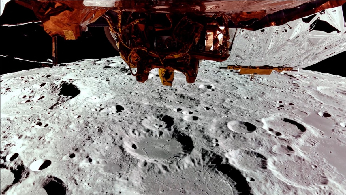 This still image taken from a February 24, 2025 video released by Firefly Aerospace shows Firefly's Blue Ghost lander on its third lunar orbit, showing the far side of the Moon and a top-down view of Blue Ghost. More than fifty years passed between the last Apollo mission and America's return to the lunar surface, when the first ever private lander touched down last February. File Image / AFP This still image taken from a February 24, 2025 video released by Firefly Aerospace shows Firefly's Blue Ghost lander on its third lunar orbit, showing the far side of the Moon and a top-down view of Blue Ghost. More than fifty years passed between the last Apollo mission and America's return to the lunar surface, when the first ever private lander touched down last February. File Image / AFP