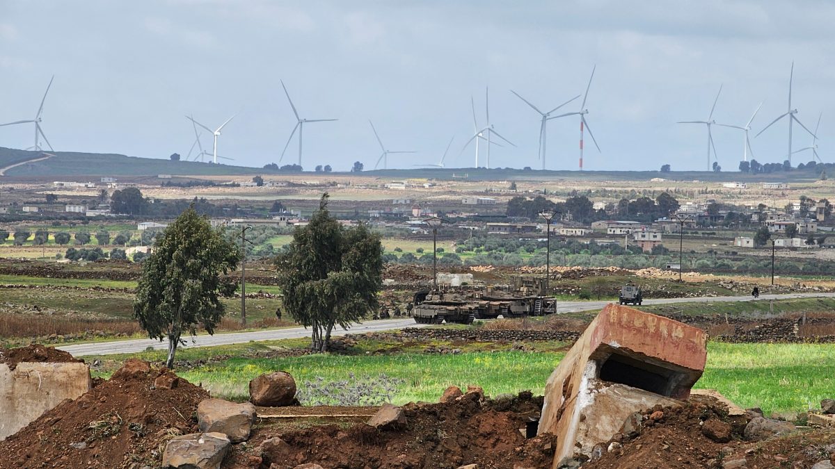 Israeli army tanks and a bulldozer drive through the Abu Diab military post on the southern outskirts of the border town of Quneitra. AFP Israeli army tanks and a bulldozer drive through the Abu Diab military post on the southern outskirts of the border town of Quneitra. AFP