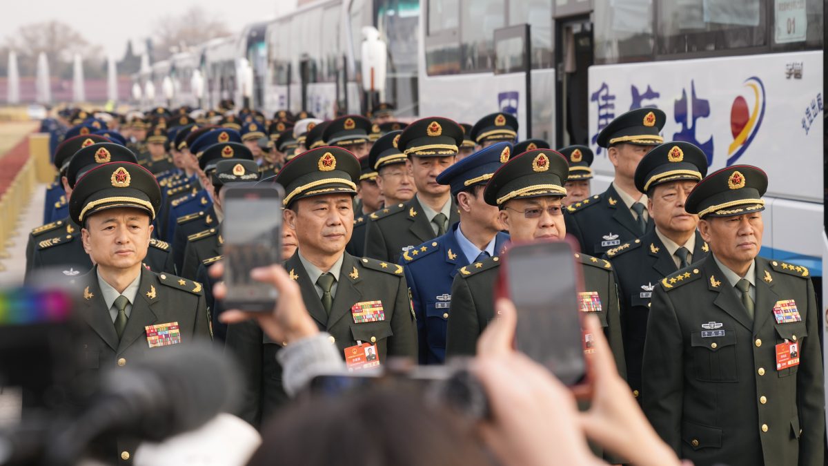 Military wait to march to the opening session of the National People's Congress (NPC) at the Great Hall of the People in Beijing, China. AP Military wait to march to the opening session of the National People's Congress (NPC) at the Great Hall of the People in Beijing, China. AP