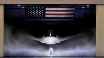 This graphical rendering provided by the US Air Force shows the Next Generation Air Dominance (NGAD) Platform, the F-47. AP