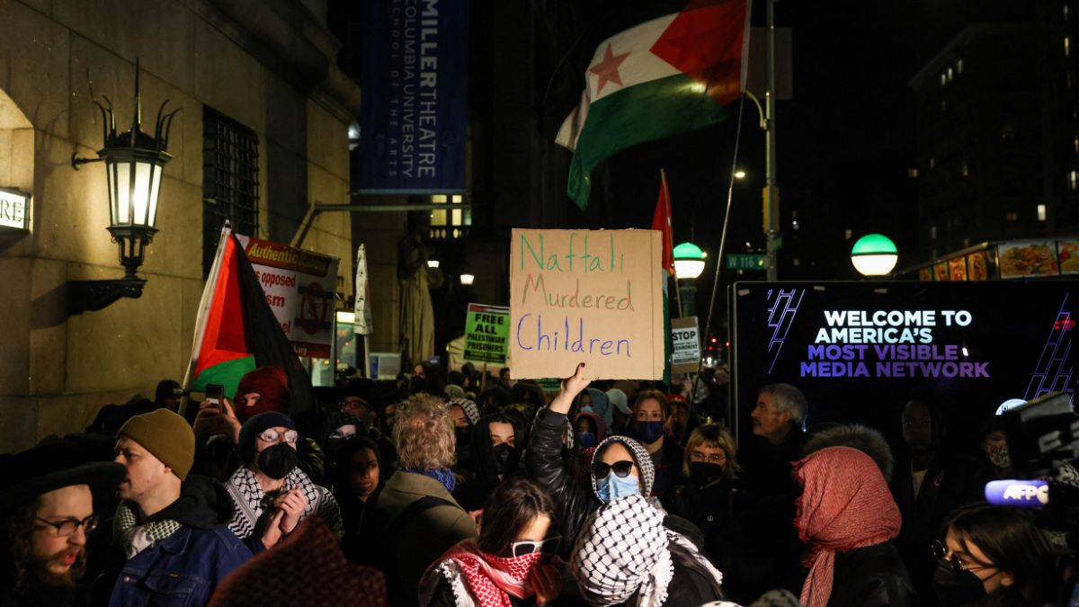 Demonstrators protest outside the main gates of Columbia University as the university prepares to host former Israeli Prime Minister Naftali Bennett in New York City, US, March 4, 2025. File Image/Reuters Demonstrators protest outside the main gates of Columbia University as the university prepares to host former Israeli Prime Minister Naftali Bennett in New York City, US, March 4, 2025. File Image/Reuters