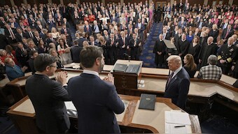 US President Donald Trump addresses a joint session of Congress on Tuesday, March 4, 2025. AP