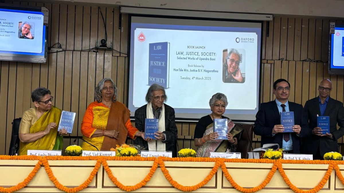 Justice BV Nagarathna launching the book of Prof. Upendra Baxi, ‘Law, Justice, Society: Selected Works of Upendra Baxi’, at India law Institute, Delhi. Justice BV Nagarathna launching the book of Prof. Upendra Baxi, ‘Law, Justice, Society: Selected Works of Upendra Baxi’, at India law Institute, Delhi.