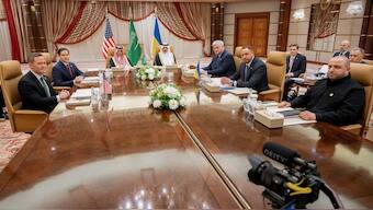 US Secretary of State Marco Rubio and National Security Adviser Mike Waltz hold talks with Ukrainian Foreign Minister Andrii Sybiha, Ukrainian President Volodymyr Zelenskyy's chief of staff Andriy Yermak, and Ukrainian Minister of Defense Rustem Umerov in the presence of Saudi Foreign Minister Faisal bin Farhan and National Security Advisor Mosaad bin Mohammad Al-Aiban, in Jeddah, Saudi Arabia, March 11, 2025. (Photo: Reuters)