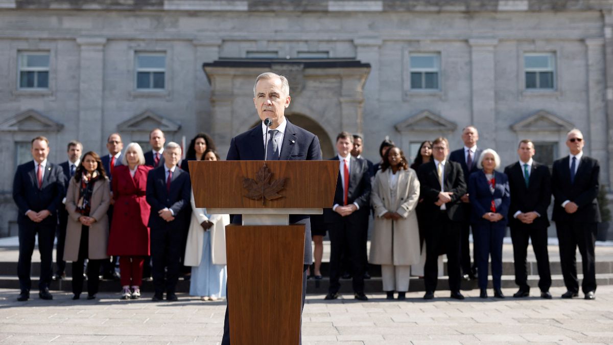 Canada's new Prime Minister Mark Carney, with members of his government standing behind him, speaks during a press conference following a swearing-in ceremony of the new Canada's government in Ottawa, Ontario, Canada, March 14, 2025. (Photo: Reuters) Canada's new Prime Minister Mark Carney, with members of his government standing behind him, speaks during a press conference following a swearing-in ceremony of the new Canada's government in Ottawa, Ontario, Canada, March 14, 2025. (Photo: Reuters)