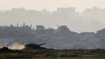 A tank manoeuvres inside Gaza, as seen from Israel's border with Gaza, Israel, March 19, 2025. File Image/Reuters