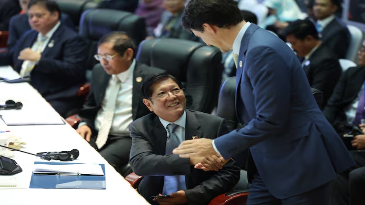 Canada's Prime Minister Justin Trudeau shakes hands with Philippines President Ferdinand Marcos Jr during the ASEAN-Canada Special Summit on Enhancing ASEAN Connectivity and Resilience at the National Convention Centre, in Vientiane, Laos, October 10, 2024. Reuters Canada's Prime Minister Justin Trudeau shakes hands with Philippines President Ferdinand Marcos Jr during the ASEAN-Canada Special Summit on Enhancing ASEAN Connectivity and Resilience at the National Convention Centre, in Vientiane, Laos, October 10, 2024. Reuters