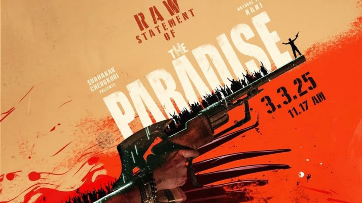 With the first reveal poster, Nani announces a big reveal of The Paradise tomorrow at this time