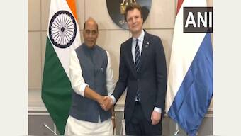 Defence Minister Rajnath Singh, Netherlands Defence Minister Ruben Brekelmans. ANI