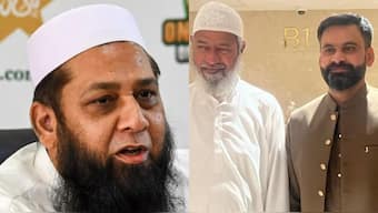 Inzamam-ul-Haq after Wasim Akram has hit back at Mohammad Hafeez over his controversial comments on 90s cricketers. Images: AFP/Mohammad Hafeez on X
