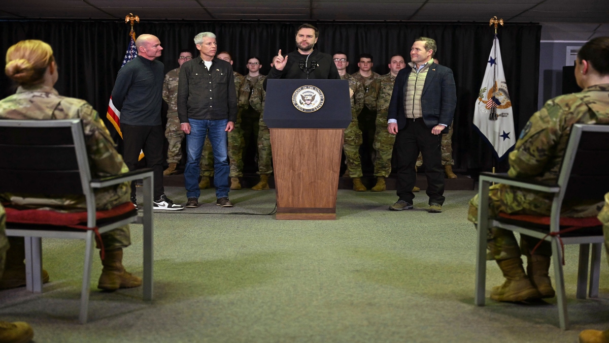 Vice President JD Vance speaks at the US military's Pituffik Space Base in Greenland, on Friday, as Energy Secretary Chris Wright, left, and White House National Security Adviser Mike Waltz listen. AP Vice President JD Vance speaks at the US military's Pituffik Space Base in Greenland, on Friday, as Energy Secretary Chris Wright, left, and White House National Security Adviser Mike Waltz listen. AP