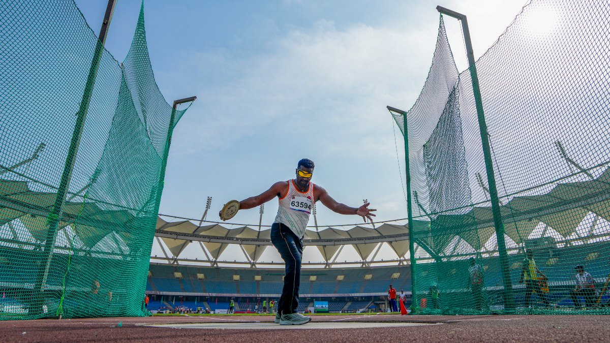 India's Janak Singh Harsana, who would go on to win bronze, competes in the men's discus throw F11 event. PTI India's Janak Singh Harsana, who would go on to win bronze, competes in the men's discus throw F11 event. PTI