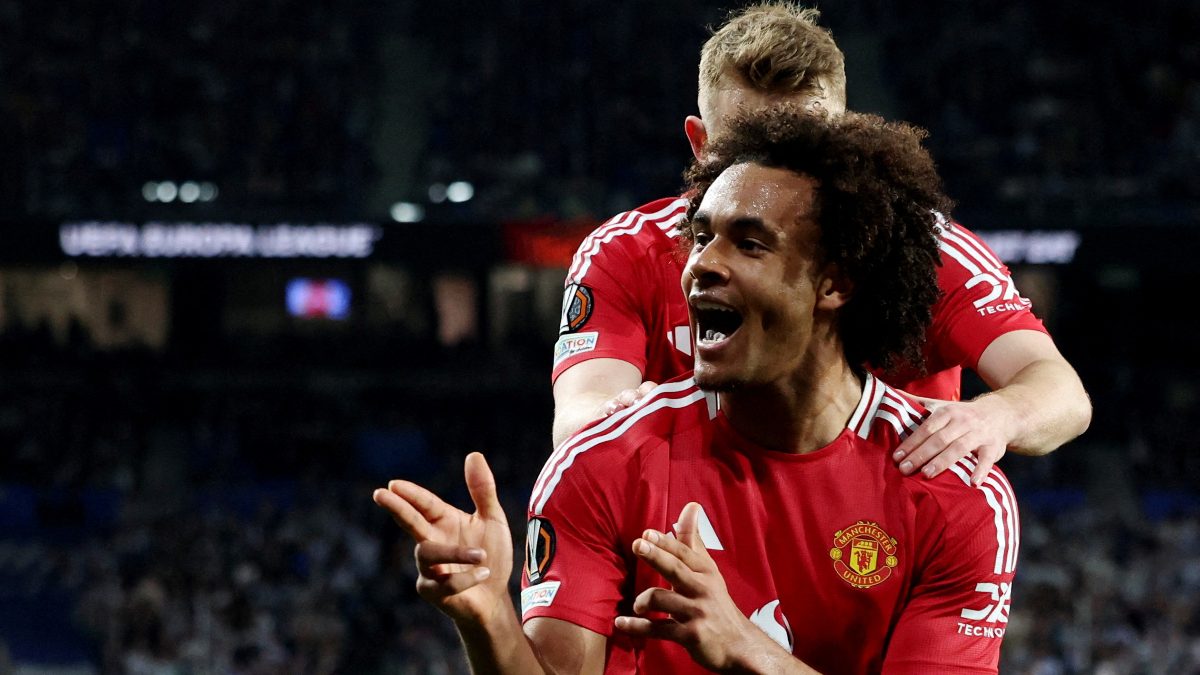 Manchester United's Joshua Zirkzee celebrates scoring their first goal for the club against Real Sociedad. Image: Reuters
Manchester United's Joshua Zirkzee celebrates scoring their first goal for the club against Real Sociedad. Image: Reuters