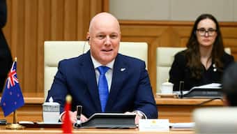 New Zealand Prime Minister Christopher Luxon speaks during a meeting with Vietnamese Prime Minister Pham Minh Chinh (not seen) in Hanoi, Vietnam on February 26, 2025. File Image/AP