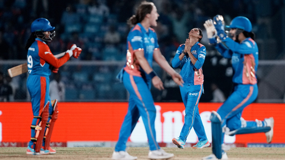 Mumbai Indians players celebrate after defeating Delhi Capitals by 8 runs in the final of the third Women's Premier League season. PTI Mumbai Indians players celebrate after defeating Delhi Capitals by 8 runs in the final of the third Women's Premier League season. PTI