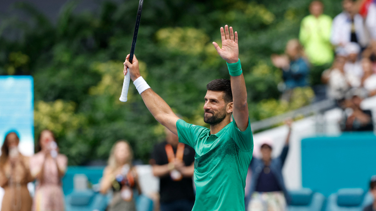 Novak Djokovic celebrates after defeating Grigor Dimitrov in the semi-finals of the 2025 Miami Open. Image: Reuters Novak Djokovic celebrates after defeating Grigor Dimitrov in the semi-finals of the 2025 Miami Open. Image: Reuters