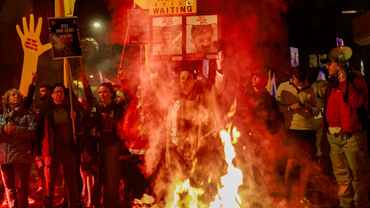 Relatives and supporters of Israelis held hostage in the Gaza Strip by Palestinian militants since October 2023, lift placards during a rally calling on the government for a deal that would bring all the remaining captives back, outside the prime minister residence in Jerusalem on March 2, 2025. Image- AFP Relatives and supporters of Israelis held hostage in the Gaza Strip by Palestinian militants since October 2023, lift placards during a rally calling on the government for a deal that would bring all the remaining captives back, outside the prime minister residence in Jerusalem on March 2, 2025. Image- AFP