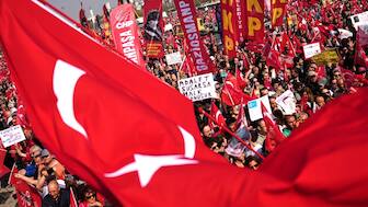 People listen to speeches during a rally called by Republican People's Party or (CHP) against the arrest of Istanbul's Mayor Ekrem Imamoglu, in Istanbul, Turkey, Saturday, March 29, 2025. Image- AP