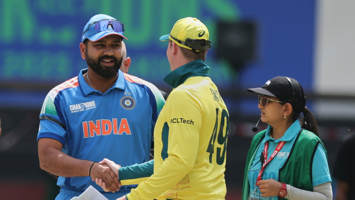India captain Rohit Sharma with his Australian counterpart Steve Smith at the toss during the ICC Champions Trophy semi-final in Dubai. AP India captain Rohit Sharma with his Australian counterpart Steve Smith at the toss during the ICC Champions Trophy semi-final in Dubai. AP