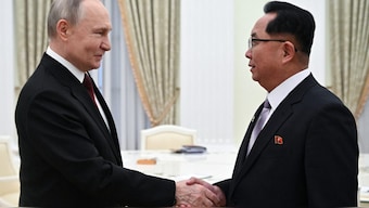 Russian President Vladimir Putin and member of North Korea's Workers' Party (WPK) Central Committee Politburo Ri Hi-yong shake hands before a meeting at the Kremlin in Moscow, Russia. Reuters