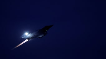 A Swedish JAS Gripen fighter jet starts at Kallax Air Base, Sweden, on March 4, 2024. Reuters File