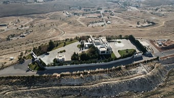 This aerial photo shows the main offices of Maher al-Assad on a hill near Damascus on January 21, 2025.  AFP File