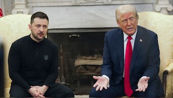 Ukrainian President Volodymyr Zelenskyy with US counterpart Donald Trump at the White House. File image/AP