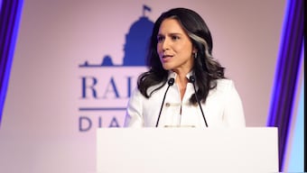US DNI delivers a keynote address at Raisina Dialogue 2025. Image courtesy: X.com/@raisinadialogue
