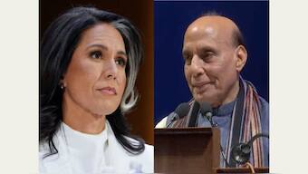 US Director of National Intelligence Tulsi Gabbard, Union Defence Minister Rajnath Singh. ANI