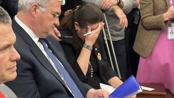 Ukrainian Ambassador Oksana Markarova's reaction to Donald Trump's heated exchange with Volodymyr Zelenskyy has gone viral. X/@kaitlancollins