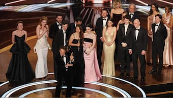 Director Sean Baker, producers Alex Coco and Samantha Quan and cast and crew members win the Oscar for Best Picture for 'Anora' during the Oscars show at the 97th Academy Awards in Hollywood, Los Angeles, California, US, March 2, 2025. Reuters