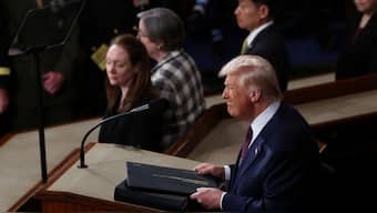 US President Donald Trump's reacts during a joint session of Congress, in the House Chamber of the US Capitol in Washington, DC, US, March 4, 2025. Reuters