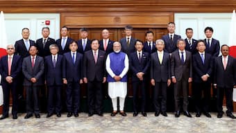PM Narendra Modi meets with a Japanese business delegation led by Tatsuo Yasunaga. PTI