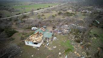Destruction from a severe storm is seen Saturday, March 15, 2025, in Wayne County, Mo. AP