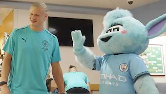 Erling Haaland is accused of injuring Man City mascot 'Moonbeam': Image: Man City