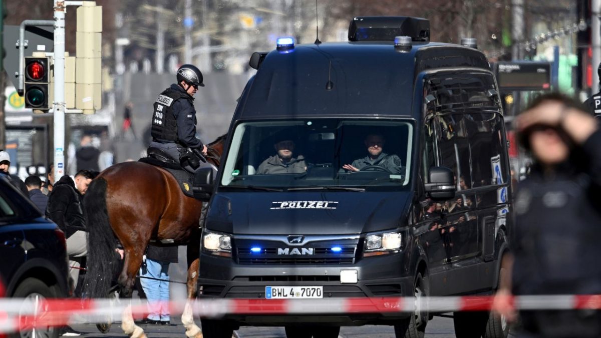 Police officers secure a street in the city center of Mannheim, Germany, Monday March 3, 2025, following an incident in which one person was killed and others injured when a car rammed into a crowd, German police said. Source: AP Police officers secure a street in the city center of Mannheim, Germany, Monday March 3, 2025, following an incident in which one person was killed and others injured when a car rammed into a crowd, German police said. Source: AP