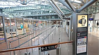 An area in front of the security checkpoints is empty at Hamburg Airport, Germany Sunday, March 9, 2025 (Source: AP)