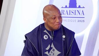 Ghana’s Foreign Minister Samuel Okudzeto Ablakwa speaks at Raisina Dialogue on March 18, 2025