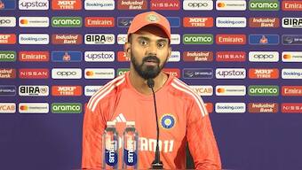 KL Rahul during a press-conference for India. Image: ICC