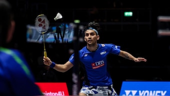 India's ace shuttler Lakshya Sen in action. Image: BAI