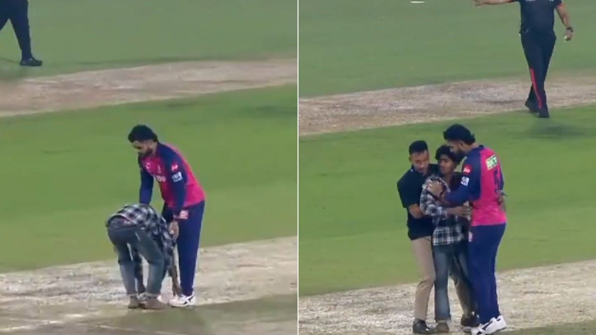 IPL 2025: Fan invades pitch to touch Riyan Parag's feet during RR vs KKR in Guwahati; here's how he could be punished IPL 2025: Fan invades pitch to touch Riyan Parag's feet during RR vs KKR in Guwahati; here's how he could be punished
