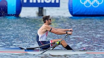 Jacon Plihal (USA) competes during the men’s rowing event at the Paris 2024 Olympics. Image: Reuters
