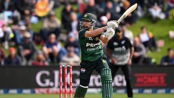 Salman Ali Agha made 46 off 28 as Pakistan lost second T20I by five wickets. Image: PCB
