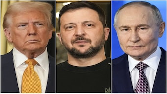 US President Donald Trump, Ukraine's President Volodymyr Zelenskyy and Russian President Vladimir Putin. File image/AP
